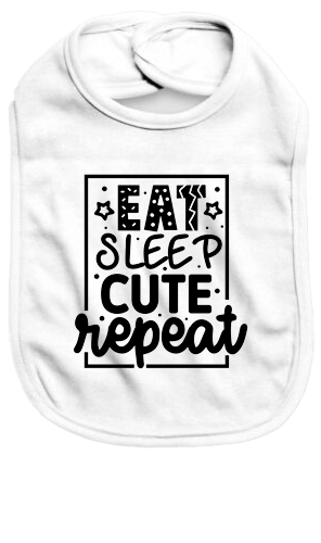 Eat sleep be cute repeat - Baby Bib - Baby Bib